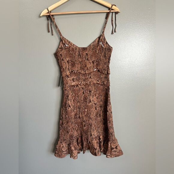 Express animal print smocked mini sundress small resort wear, beach, cruise - Picture 3 of 7